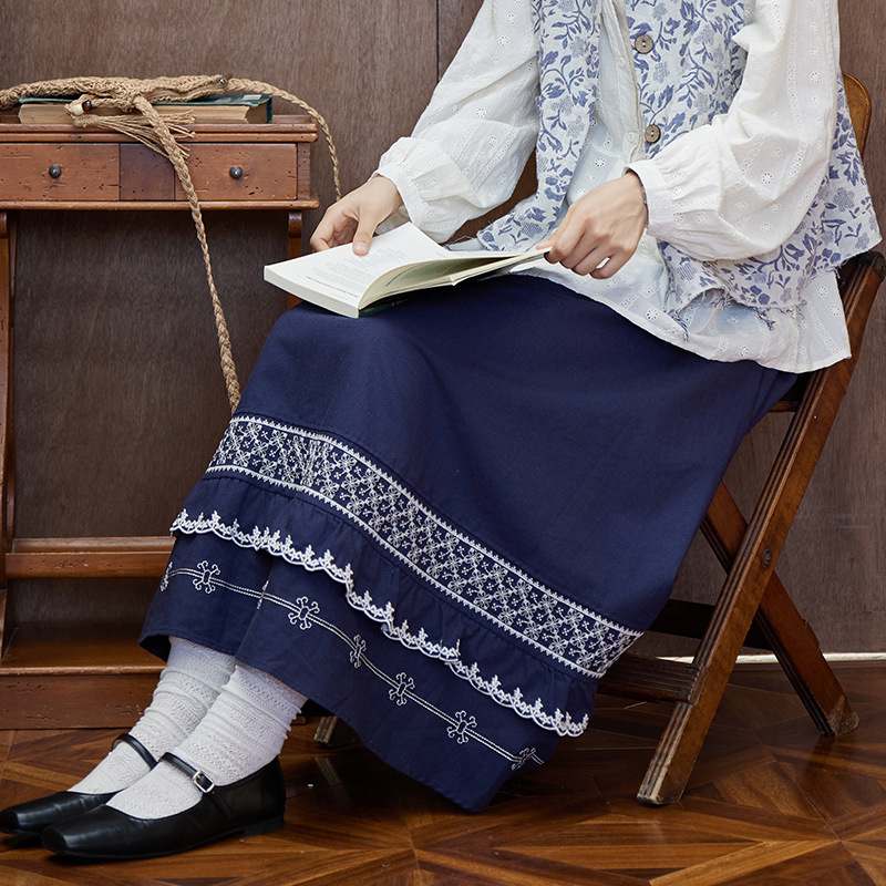 Spring retro ethnic long skirt