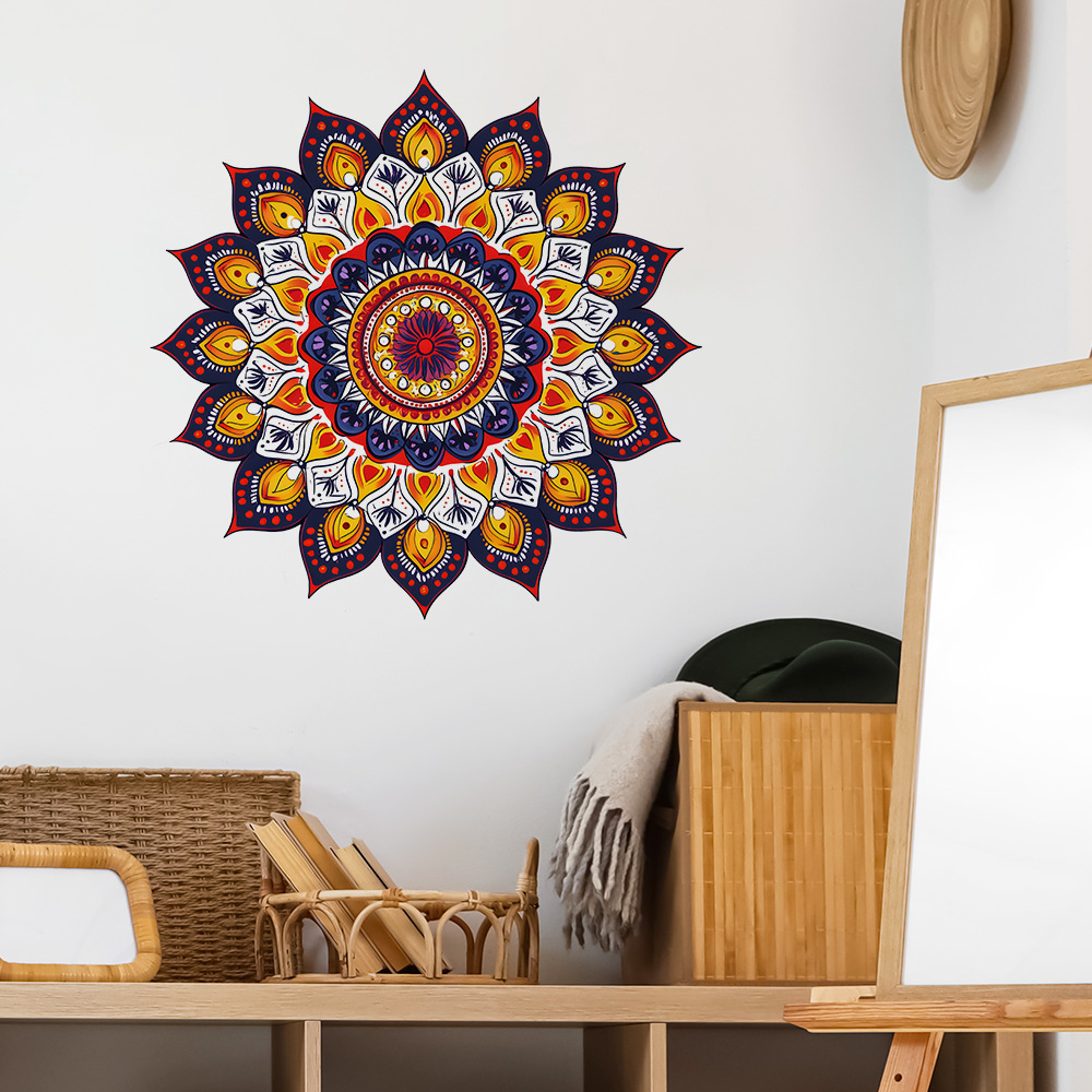 VA-F591民族风曼陀罗卧室客厅背景墙玻璃窗装饰墙贴自粘批发外贸