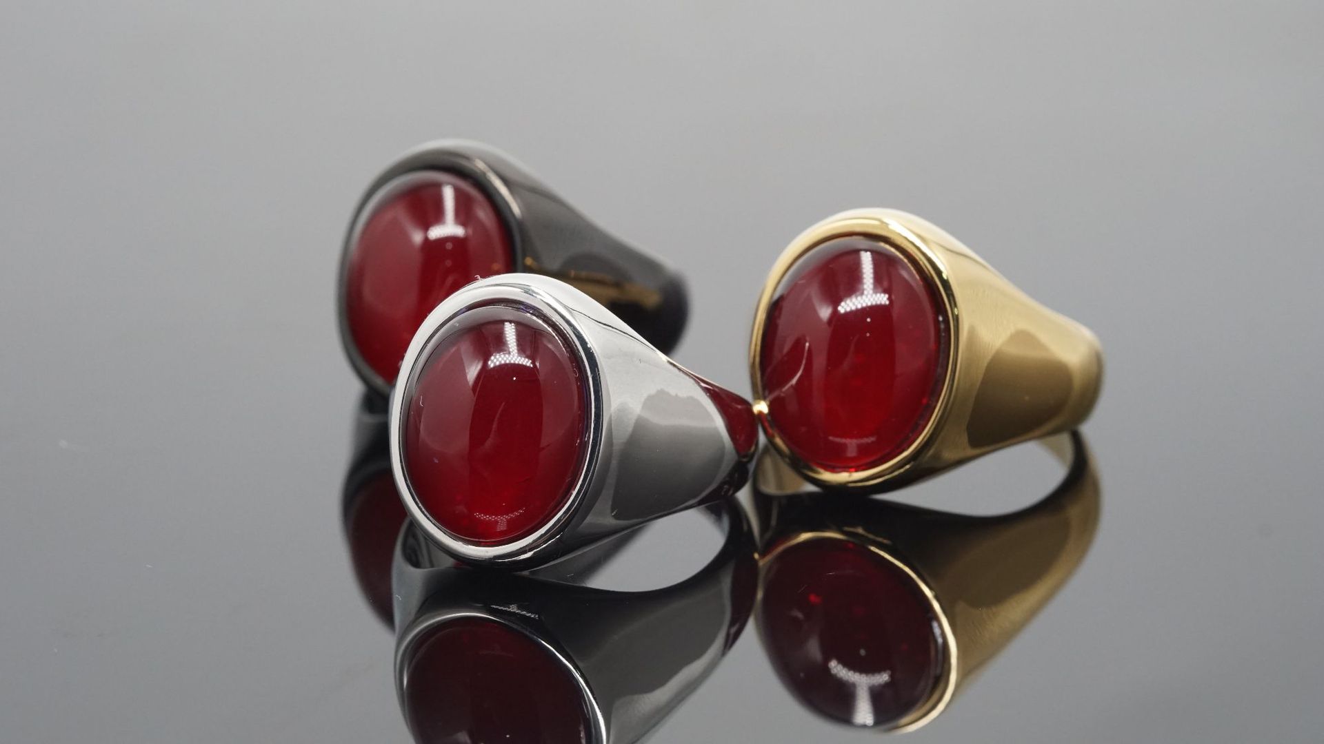 Fashion Geometric Titanium Steel Plating Artificial Gemstones Rings 1 Piece