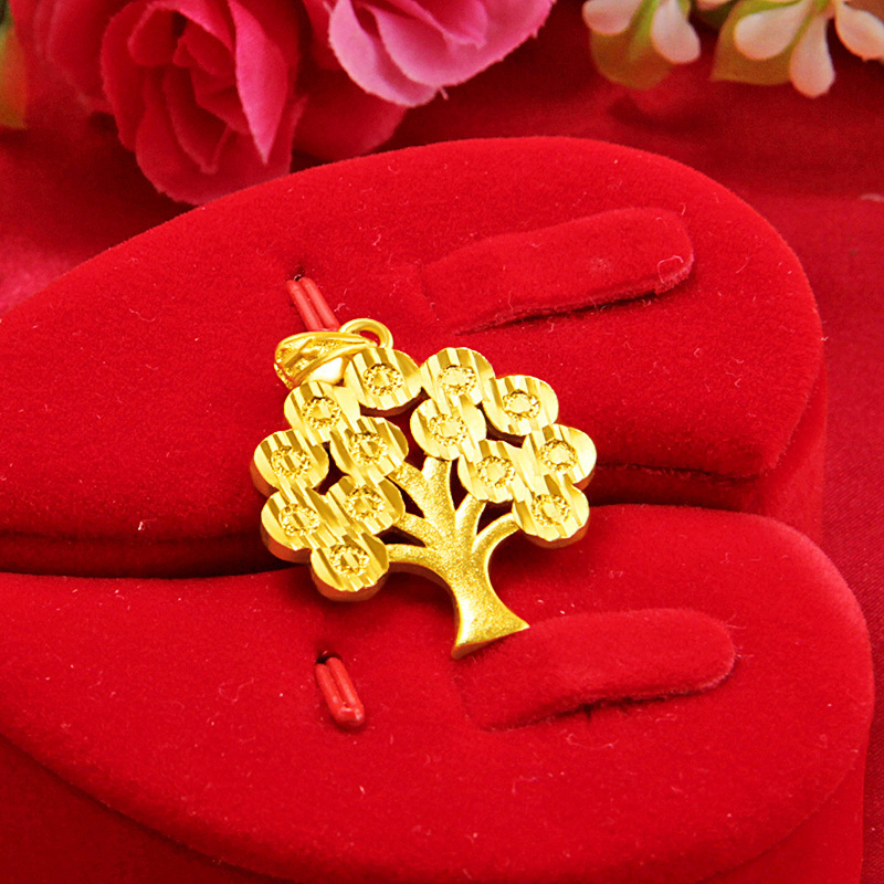 Brass gold plated 24k real gold vacuum money tree pendant color retention factory direct sales