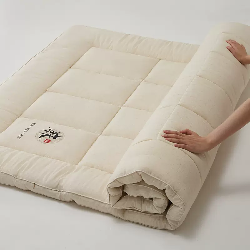 日式无印亚麻床垫良品A类5公分保暖垫子大豆纤维床垫床褥加厚立体