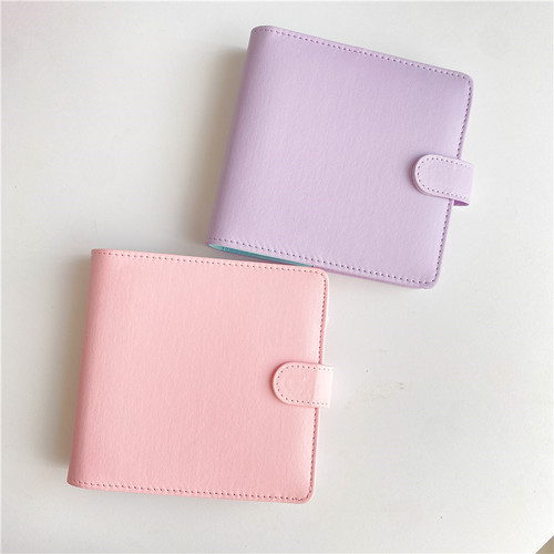Korean ins style macaron color PU notebook with contrasting color A7 square loose-leaf goo card book star chasing card book collection set
