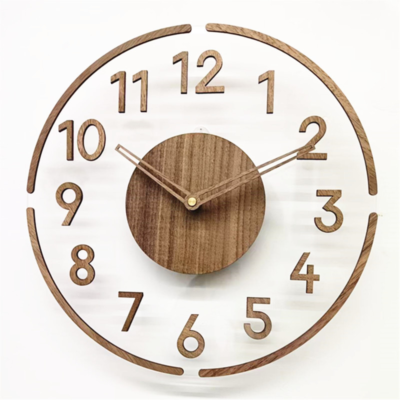 Reloj de pared acrílico moderno creativo transparente Walnut silencioso reloj minimalista reloj de moda digital al por mayor image 6