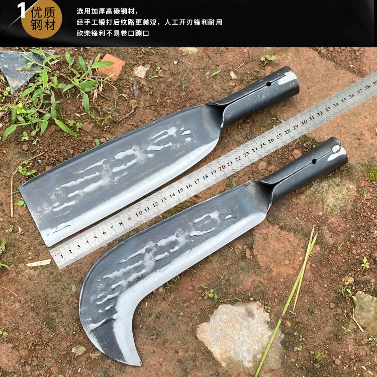 Чистая ручная работа стальной топорный нож ятаган кузнеца пружинная сталь кованый нож дрова рубка дрова дерево старомодное дерево