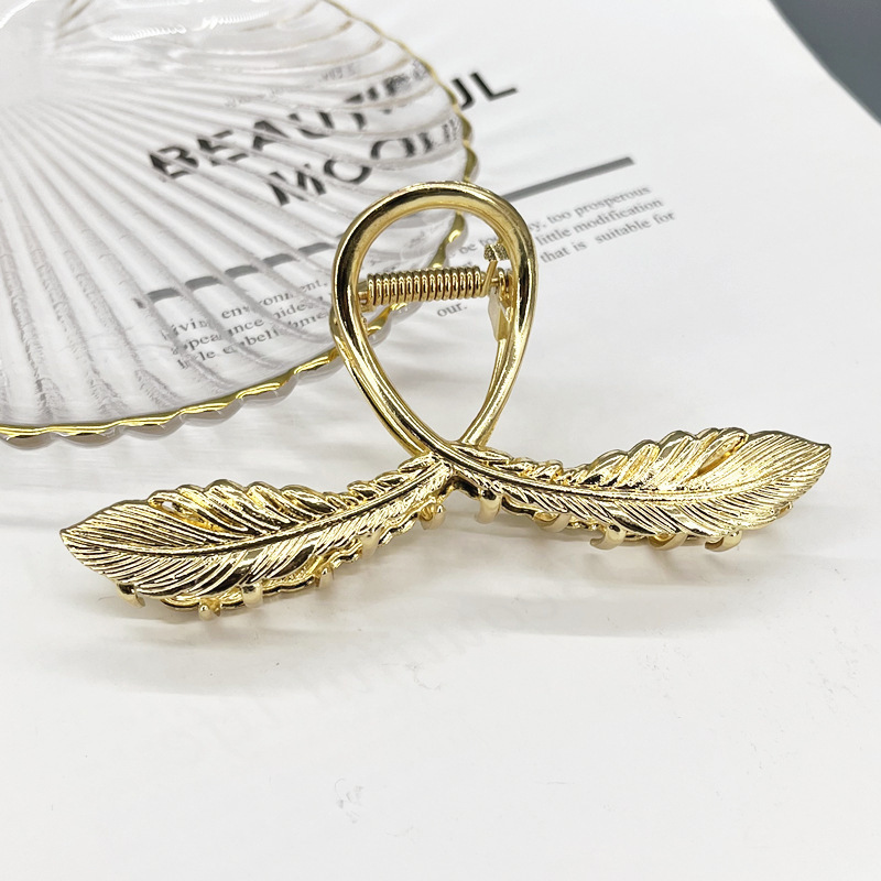Metal Material Women's Simple Style Feather Metal Hair Claws