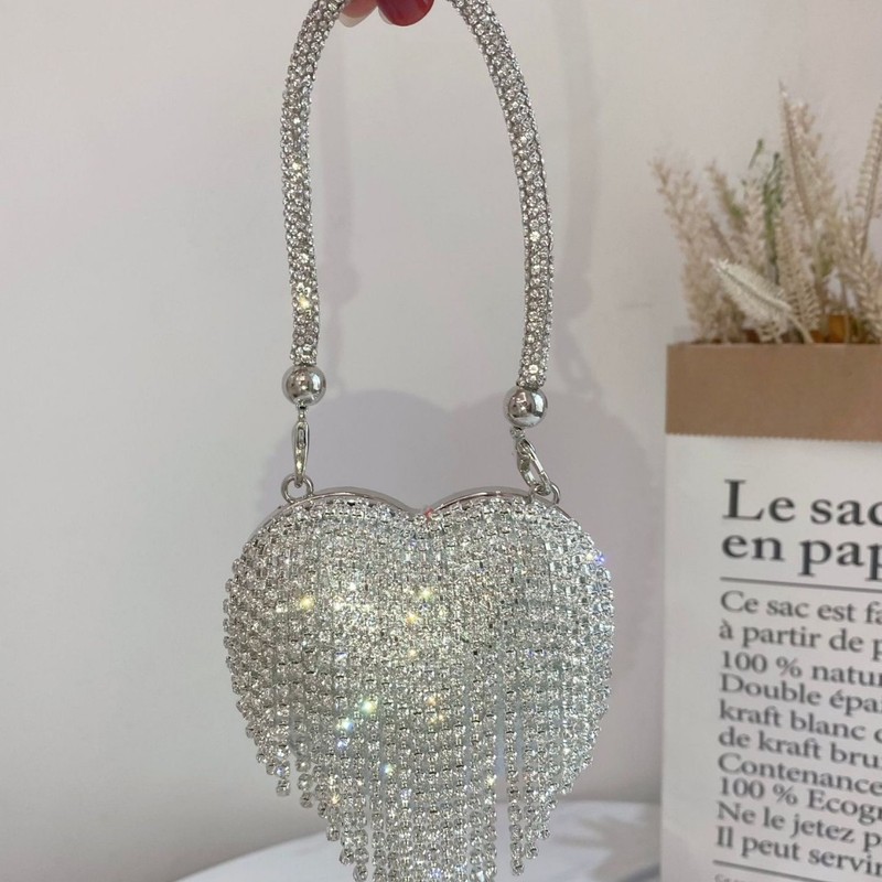 2025 Fashion Mini Heart-Shaped Handbag with Chain, Rhinestone-Embellished Evening Crossbody Shoulder Bag for Women, Tb Bag 2025 Fashion Mini Heart-Shaped Handbag with Chain, Rhinestone-Embellished Evening Crossbody Shoulder Bag for Women, Tb Bag