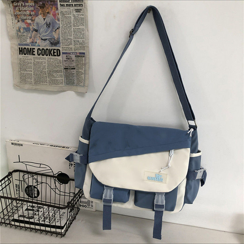 Bolso de hombro de moda para hombres, bolso de hombro para mujeres japonesas de gran capacidad, bolso de estudiantes casuales, bolso de cartero para hombres