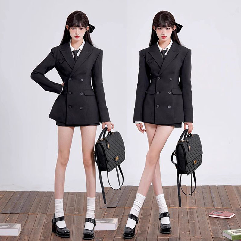 Korean Style Elegant Suit Set for Women, New Spring and Autumn College Style, Slimming and Elegant, Suitable for Job Interviews, Blazer Jacket