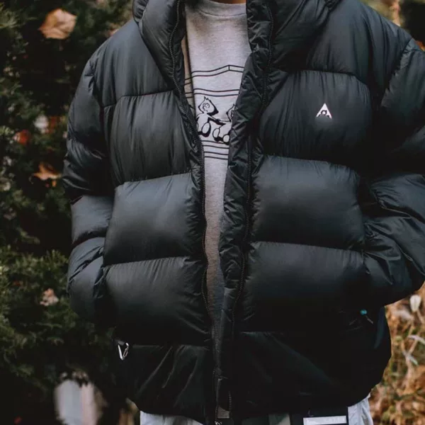 Acg Winter down Cotton Jacket, Windproof, Waterproof, Thickened, Embroidered, Warm, Loose-Fitting, Unisex Hooded Coat