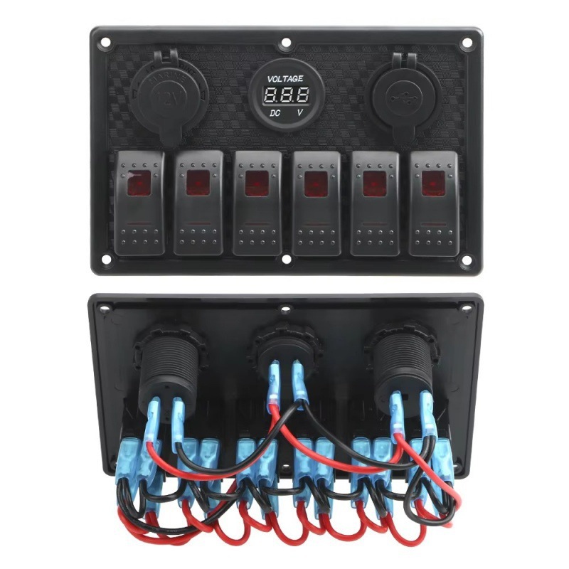 Cross-Border Yacht Control Panel Combination 6+3 Rv Modified Boat-Type Switch Panel USB Charger Voltage