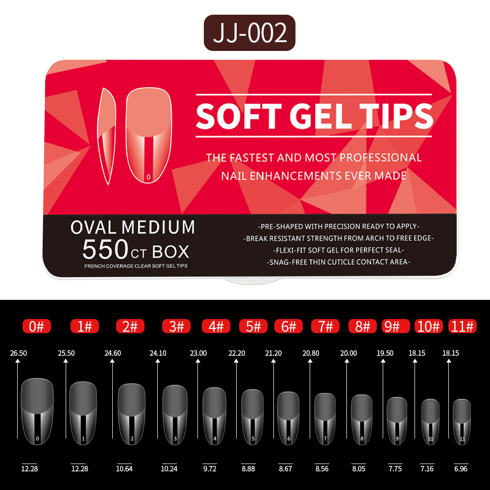 Herramientas de uñas de Venta caliente transfronteriza 550 piezas de caja corta talla libre molienda sin costura semi-esmerilado cuadrado completo pegatinas piezas de uñas falsas