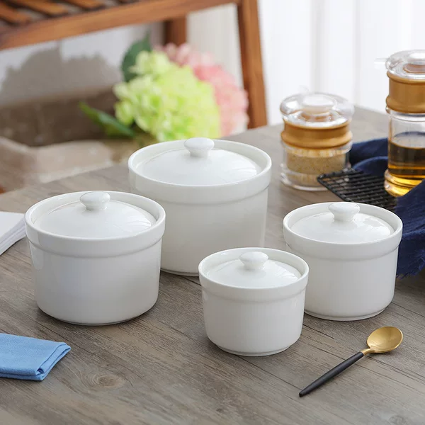 Ceramic Health Preservation Stew Pot Steamer Waterproof Bird's Nest Stew with Lid Small Stew Pot Shaxian Hotel Restaurant Printing logo