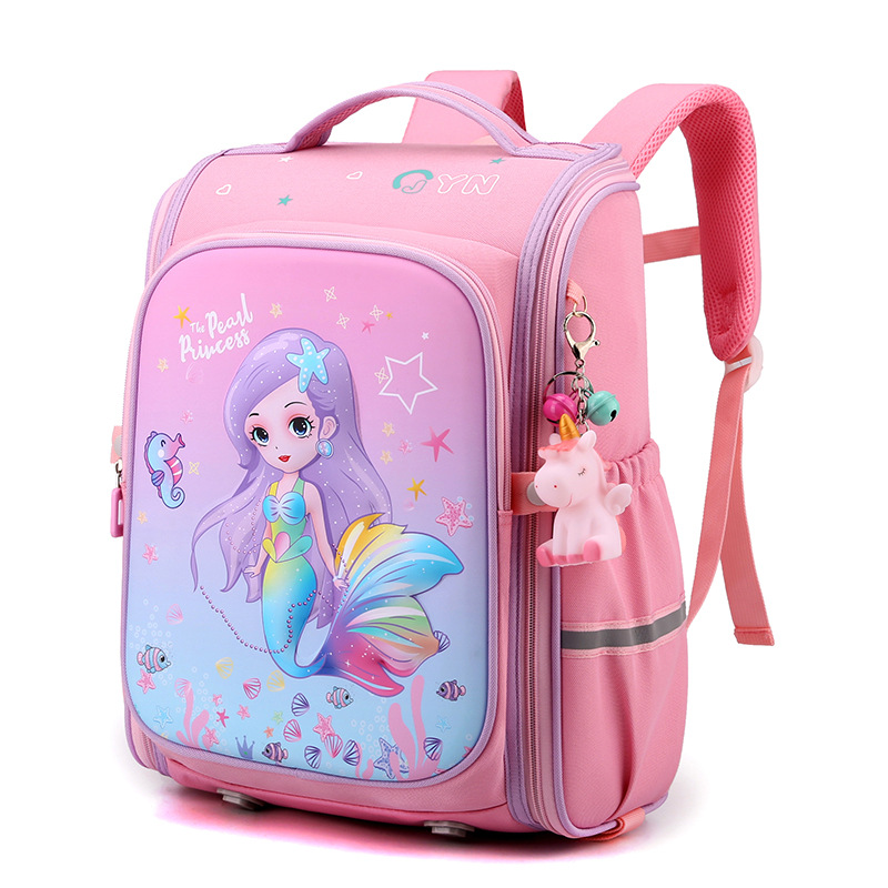 Natural Fish nueva escuela primaria estudiante mochila 2-5 grado chica moda dibujos animados descompresión protección de la columna vertebral entrega transfronteriza