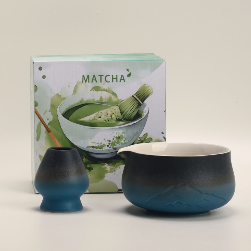 2025釉画彩远山抹茶碗套装打抹茶工具抹茶刷粉碗搅拌器茶筅器具|undefined