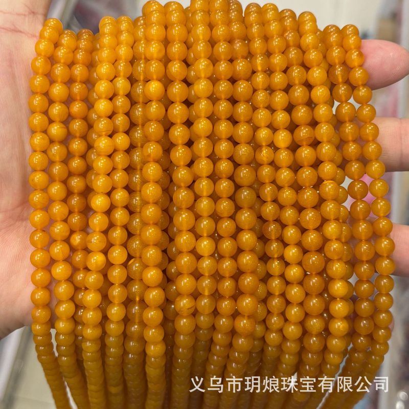 天然鶏油黄色蜜蝋ラウンドビーズフルワックス高磁器琥珀 DIY 半完成ブレスレットネックレスジュエリーアクセサリー卸売|undefined