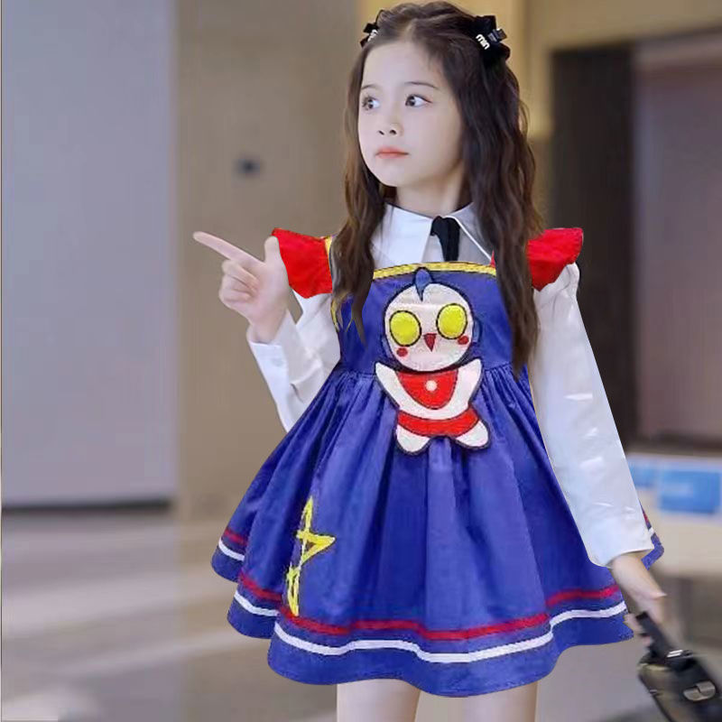Otoño nuevo vestido de niñas Lolita vestido de princesa infantil Ultraman Lolita vestido de mangas largas ropa infantil