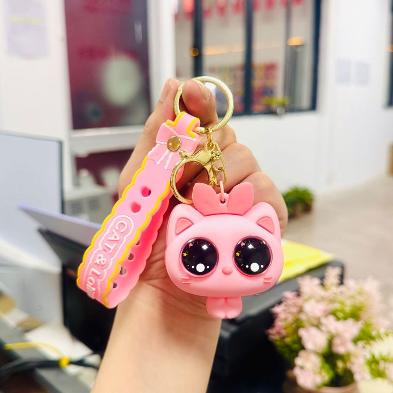 クリエイティブシリコン爆発目人形キーホルダーかわいい大きな目の猫スクールバッグペンダント子供と学生の減圧おもちゃ|undefined