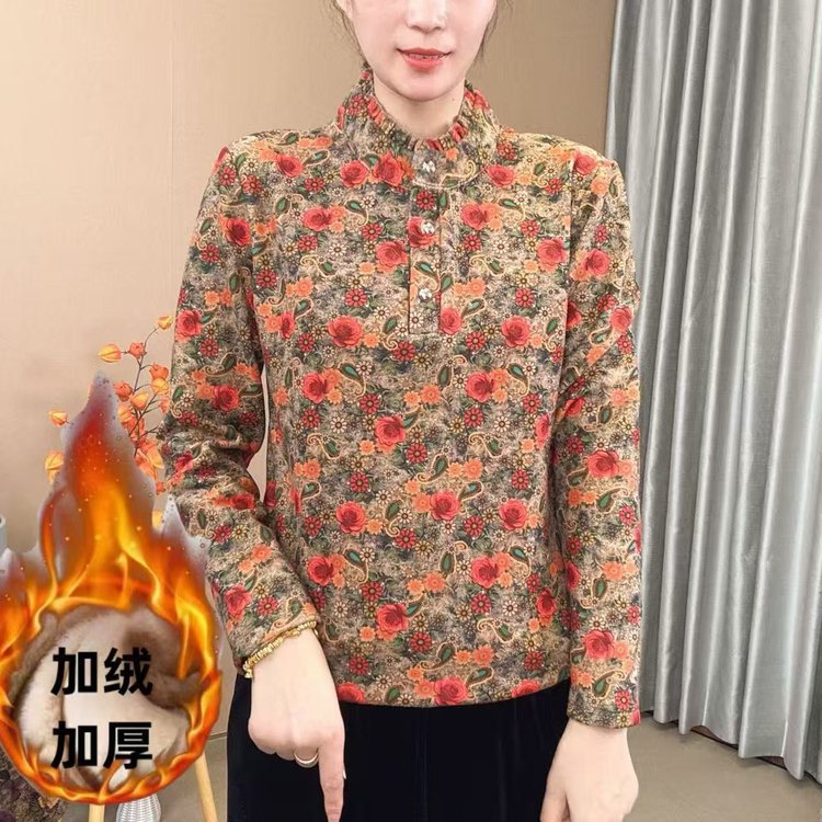 一件代发直播爆款秋冬新款2025妈妈洋气薄绒打底衫洋气显瘦百搭女