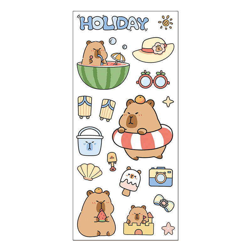 Animal de dibujos animados chica pegatinas PET transparente sin marcas a prueba de mar pegatinas de cuentas de mano adorable taza de agua decoración material pegatinas