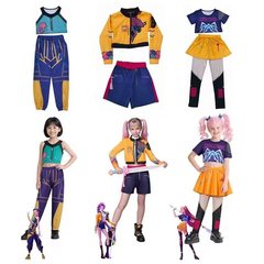 跨境欧美女孩恶魔猎人流行歌手万圣节服装装扮舞台儿童套装服装