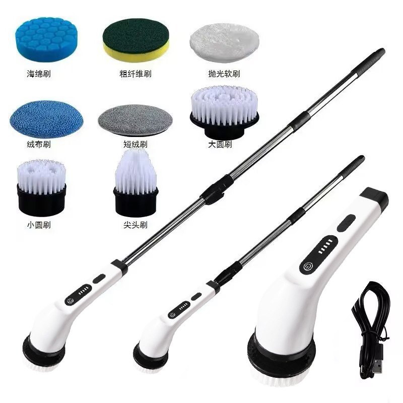 Cepillo de limpieza eléctrica multifuncional inalámbrico de mango largo transfronterizo para uso doméstico de limpieza de suelo de baño giratorio automático