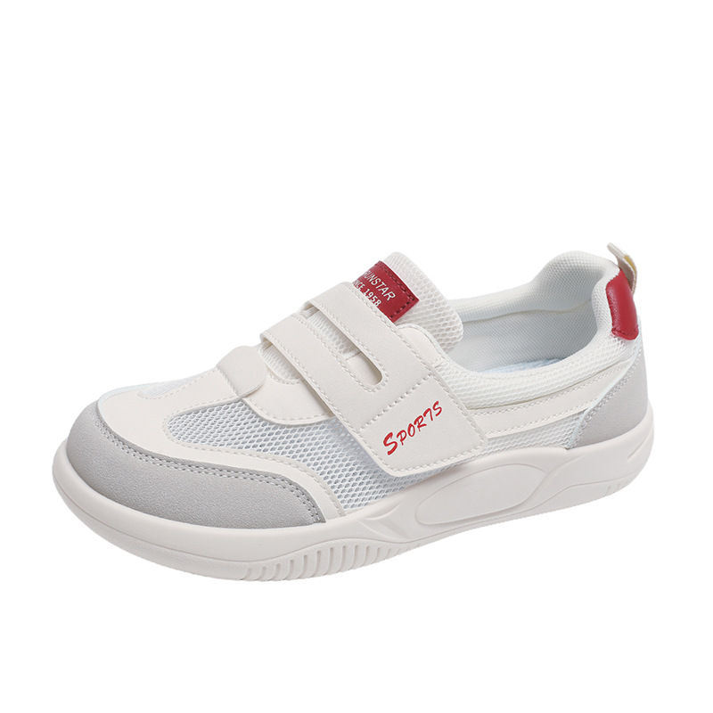 Zapatillas Blancas de Malla para Mujer Capellada de PU y Malla Suela de Caucho Transpirables para Uso Diario