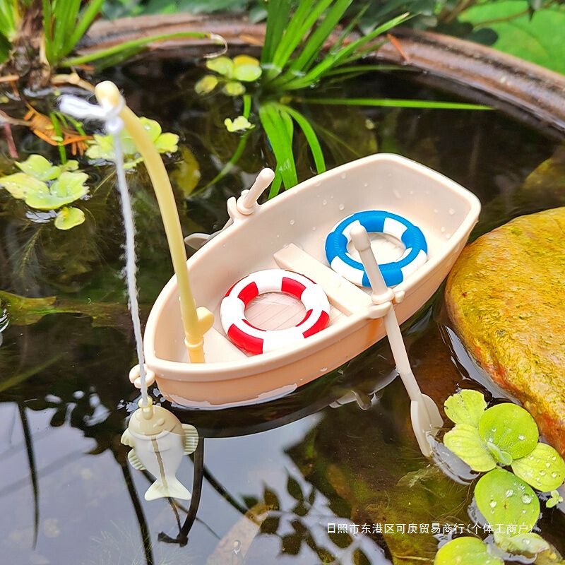 ミニボート水泳リング釣り漁船水槽フローティング造園モデルおもちゃマイクロ風景 diy 装飾品卸売|undefined