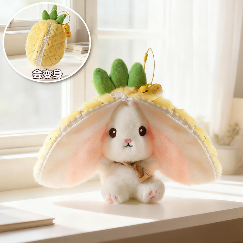 Lindo conejo transformación pequeña fruta muñeca de juguete de peluche niños muñeca calmante dormir muñeca novias regalo