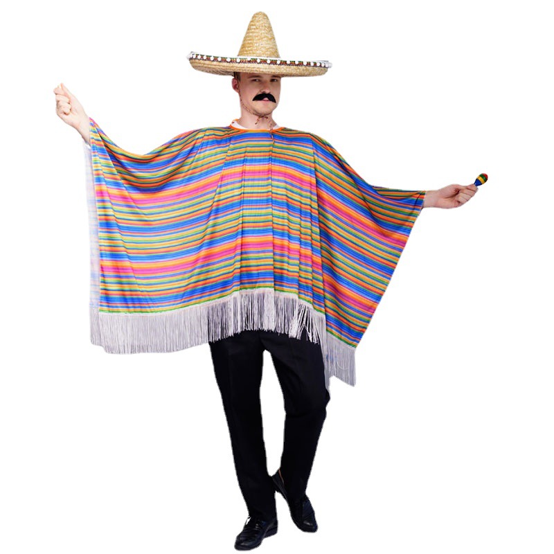 Halloween de los hombres y las mujeres mismo mexicano mantón mexicano adulto Cosplay traje partido