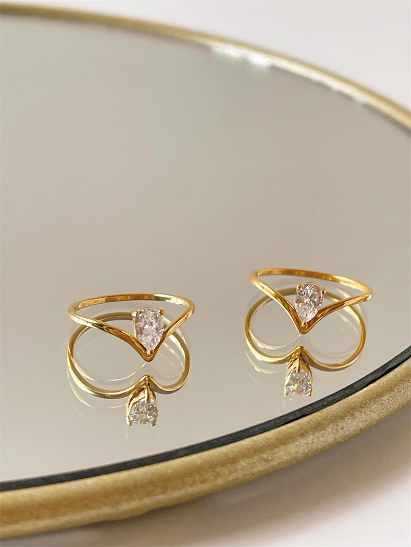 Solid Color Pattern Women's Gender Simple Style Commute Solid Color Titanium Steel Inlay Zircon Rings