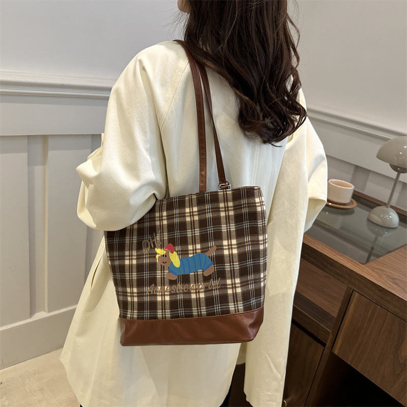 Bolsa de gran capacidad de superfuego para mujeres 2024 nuevo lindo perro salchicha bolso de hombro cuadrado otoño y invierno bolso de tote universal