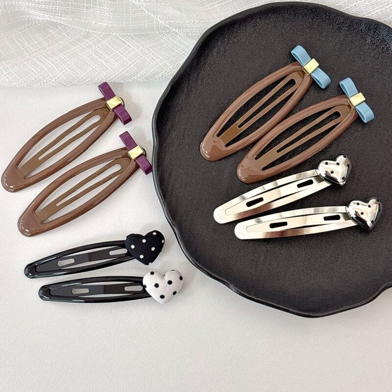 2026 New Model Oval Purple Culli Color Series Polka Dot Silver Heart Side Clip Bangs Hairpin Hair Accessory for Women