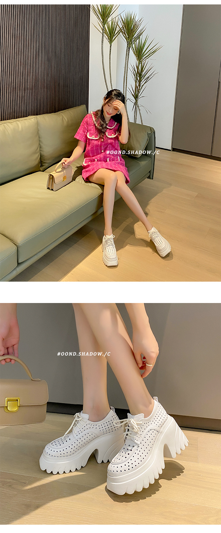 Sandal nữ cao gót đế xuồng da thật hở mũi buộc dây — màu đen, màu hồng, màu trắng ngà, màu vàng chi tiết 25