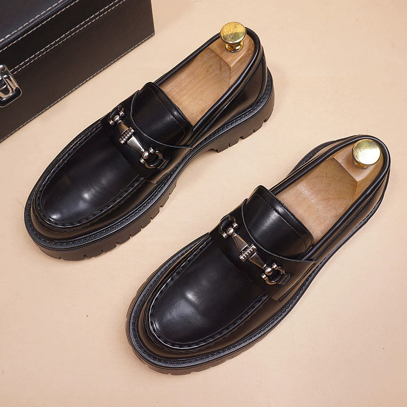 повседневные весенне-летние деловые мужские повседневные кожаные туфли с острым носком, туфли на платформе на толстой подошве, модные туфли в корейском стиле с внутренним увеличением