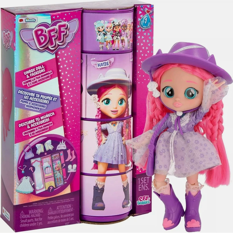 Кукла (BFF BY CRY BABIES) Кэти, 20 см, фигурка с шарнирами и функцией плача, набор подарков (синий)