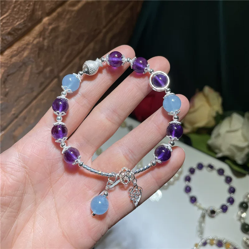 Accessory with amethyst, sapphire bracelet, light luxury style