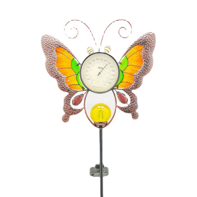 Солнечный трещина мяч термометр Бабочка лампа Открытый Двор Газон окрашены бабочка лампа