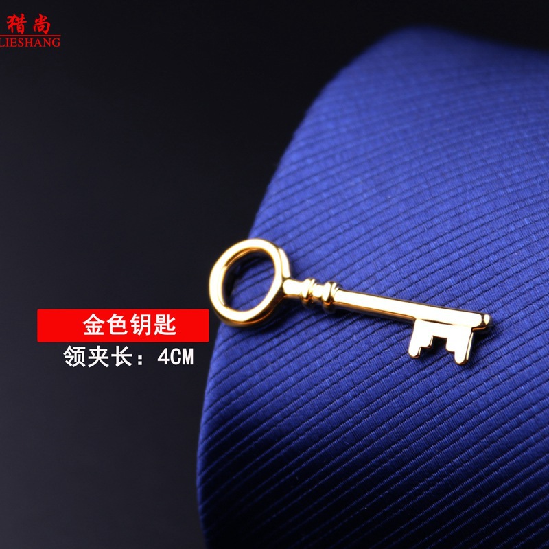 Key Tie Clip Business Dress Simple Tie Buckle Clip Men's and Women's Pin Business Professional Korean Style Tie Clip