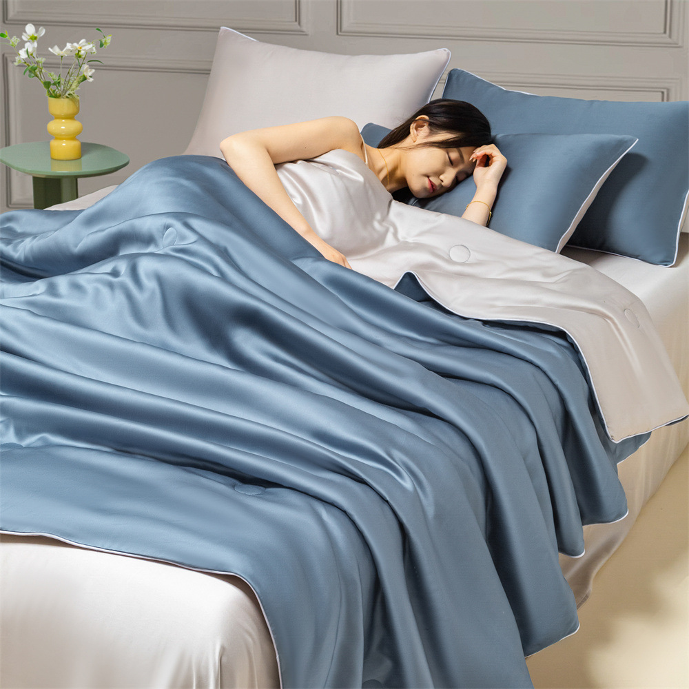 Colcha de verano de seda de hielo lavada pieza única 2025 nueva versión de verano Colcha fresca de verano Colcha de aire acondicionado fresco simple Juego de cuatro piezas Lavable a máquina