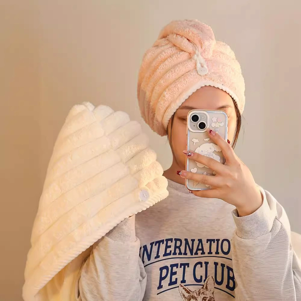 Шапочка для сушки волос для женщин супервпитывающая быстросохнущая утолщенная 2024 Новый артефакт для сушки волос с закрытым носком полотенце шампунь шапочка для душа