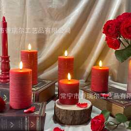 跨境新品仿真水纹蜡烛灯遥控INS简约高级疗愈氛围欧式装饰小夜灯
