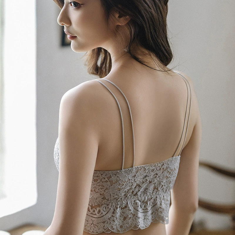 Lace wireless bra, push up bra, underwear as outerwear, breathable straps, push up T-shirt, french style, beautiful back
