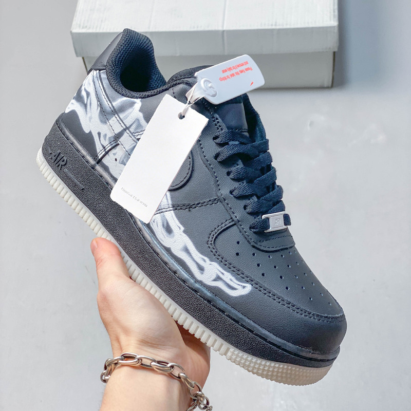 Foreign Trade Force1 Air Force One Skeleton Qs Halloween Luminous Black Toe Skeleton Af1 Casual Sneakers