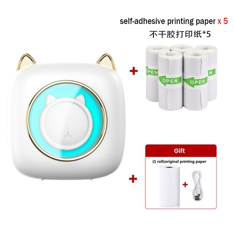 C23 흰 고양이 [감열지 1롤 + 스티커 5롤 포함]