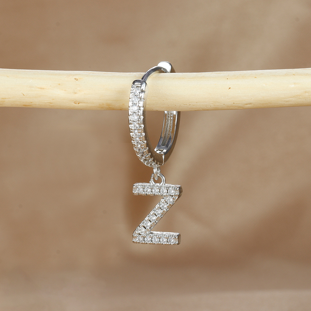 6g Weight Copper Ear Needle Material Zircon Inlay Material Charm Sleeper Hoop Earrings, Drop Earrings Classification 1 Piece Quantity Daily Occasion Copper Material Letter Pattern Unisex Gender Plating Design Casual Style 1 Piece Casual Letter Plating Copper Zircon Drop Earrings 48