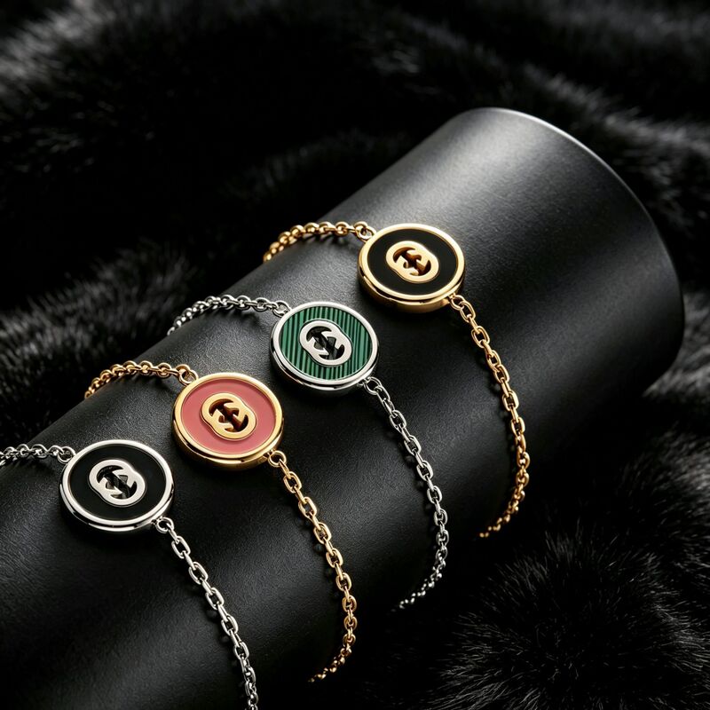 Cross-Border New Model in Stock Gujia Double g Letter Bracelet Enamel Retro Bracelet Titanium Steel Non-Fading Simple Hand Jewelry