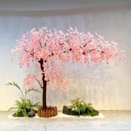 垂吊仿真樱花树桃花树梅花树商场酒店婚庆装饰直播间造景假樱花树