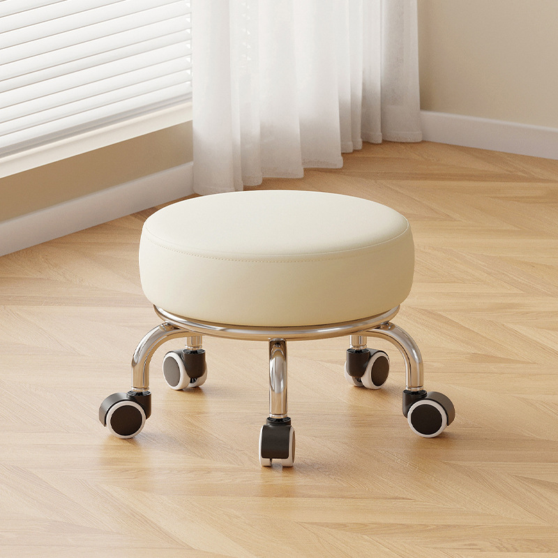 Polia doméstica taburete bajo rueda universal pequeño taburete silencioso rotativo taburete redondo móvil con artefacto moderno y simple