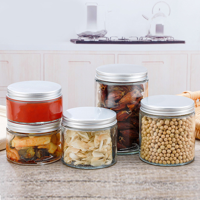 大口径圆形储物罐酱菜瓶厨加厚透明玻璃瓶玻璃密封罐印字鲜炖瓶