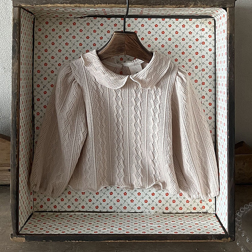 Korean style spring style baby girl's fungus-edged doll collar pure cotton bottoming shirt ins children's versatile casual top trendy